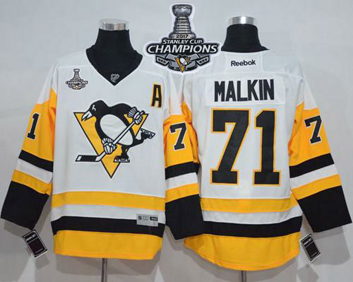 Penguins #71 Evgeni Malkin White New Away Stanley Cup Finals Champions Stitched NHL Jersey